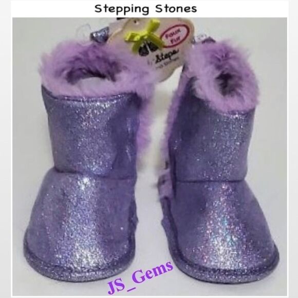 New Purple Sparkle Boot Kid Shoes - Picture 1 of 15